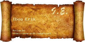 Ibos Erik névjegykártya